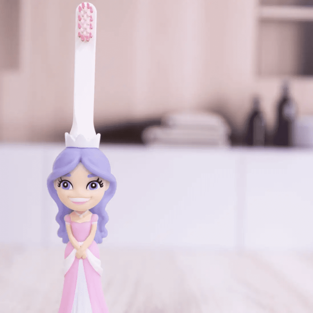 Toy toothbrush featuring a princess, part of the Princess Pearly Whites product