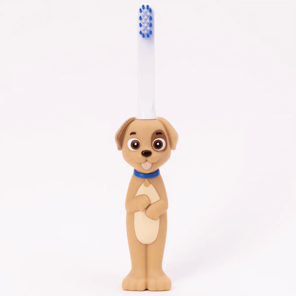 Toothbrush with Petey the Puppy character on handle