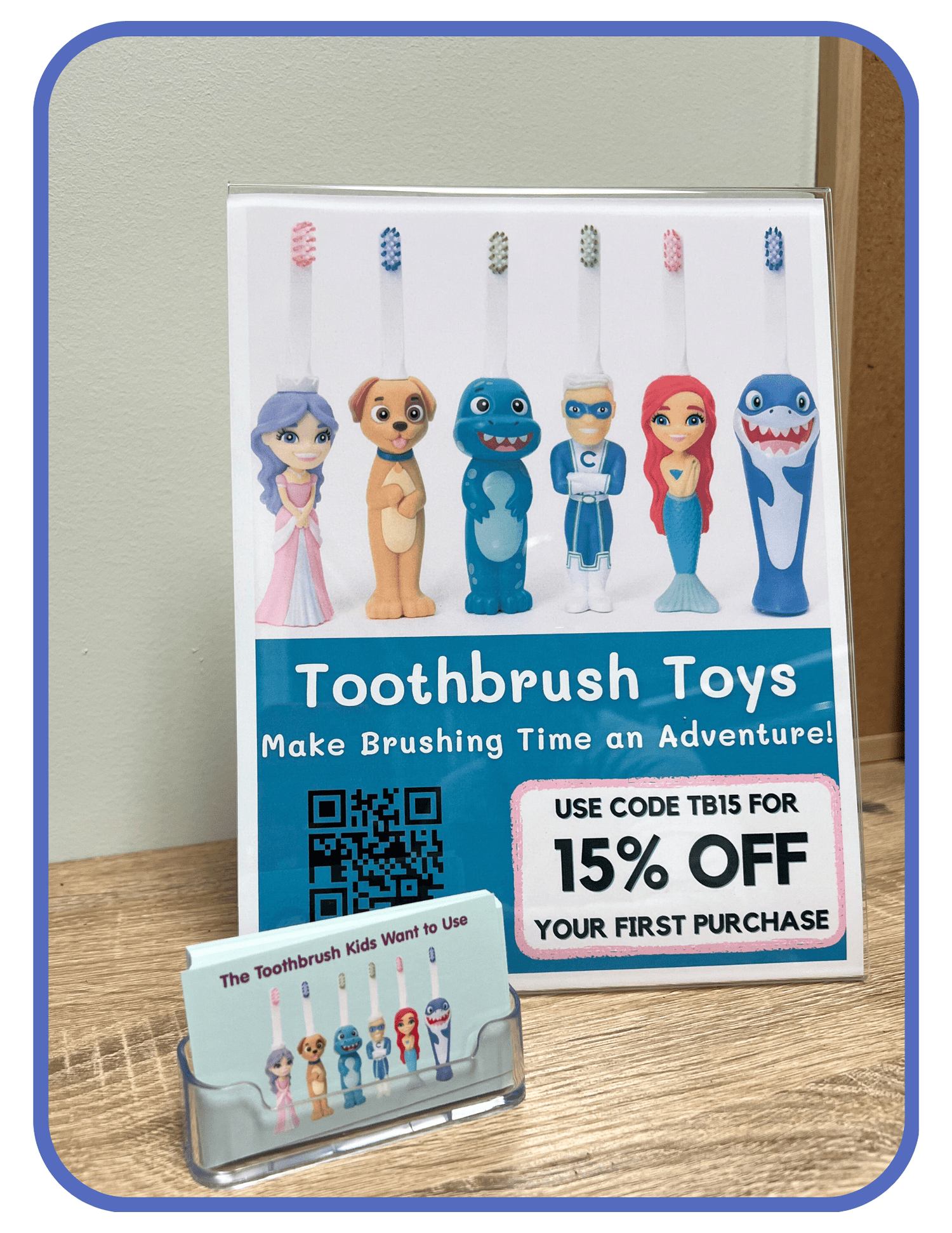 Displayed Toothbrush Toys flyer and discount cards 