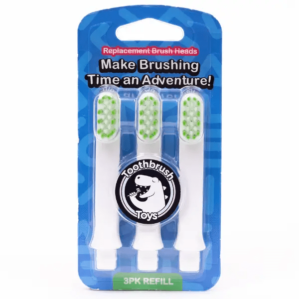 Green three-pack replacement toothbrushes
