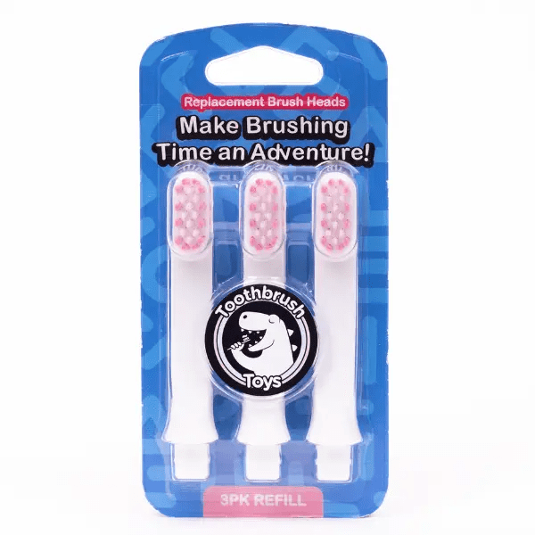 Pack of three pink replacement toothbrushes